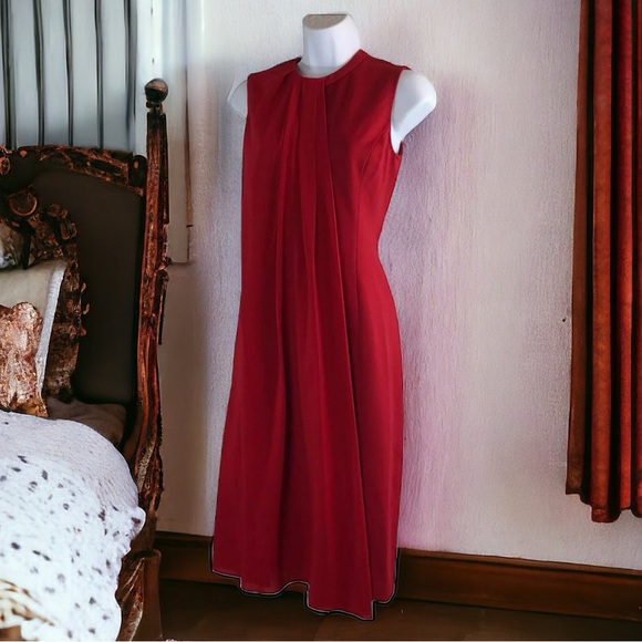 J. Peterman Dresses & Skirts - J. Peterman Sleeveless Chiffon Overlay Dress Red Women's Size 0 H11093